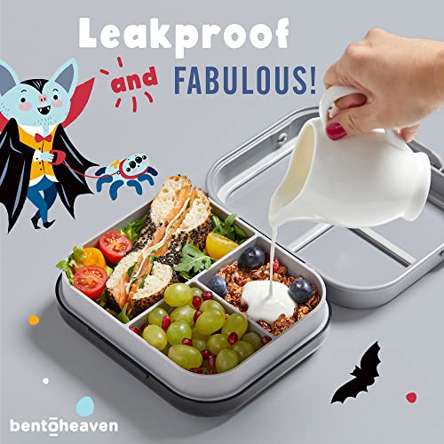 Bentoheaven Premium Bento Lunch Box for Kids, 9 Designs, Leak-proof 3-4 Compartments, Divider, Ideal size 30oz, Microwave/Dishwasher Safe Kids Bento Box (Loncheras Para Niños/Niñas)[Night Gray] - color: Night Gray