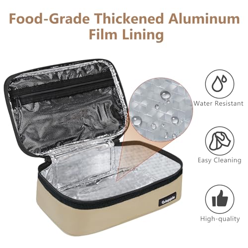 Gloppie Small Lunch Bag - Insulated Lunch Box, Mini Lunchbox Lunch Cooler Bag, Petty Food Containers, Snack Bag, for Adult, Khaki - color: Khaki