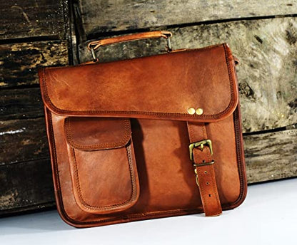 URBAN DEZIRE Men's Genuine Leather Small Briefcase Messenger Satchel Ipad Tab Tablet Bag 11 compatible with Apple product - size: 11" Width x 9" Height x 3.5" Depth
