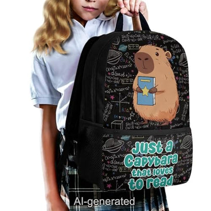 Cartoon Capybara Kids Backpack Set 5 Pieces with Lunch Bag Pencil Case and Bottle Sleeve Large Capacity School Bag for Girls Boys and Travel - color: Cartoon Capybara
