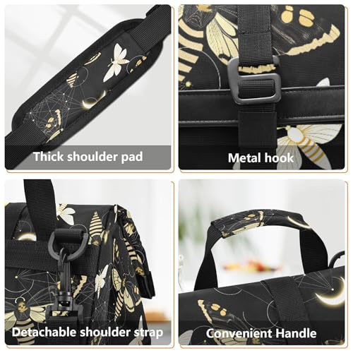 MNSRUU Insulated Lunch Bags Women Men, Death Moth Butterfly Portable Reusable Thermal Meal Tote Cooler Bag Organizer, Adjustable Shoulder Strap, Handle - color: Skulls 195
