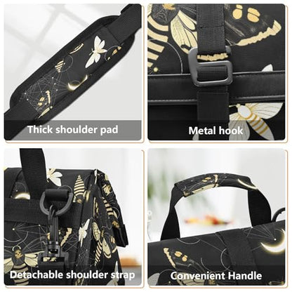 MNSRUU Insulated Lunch Bags Women Men, Death Moth Butterfly Portable Reusable Thermal Meal Tote Cooler Bag Organizer, Adjustable Shoulder Strap, Handle - color: Skulls 195