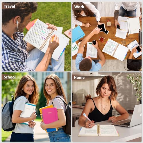 Hardcover Spiral Notebook Journal with Removable PVC Dividers - 8'' x 10'' Large 300 Page B5 Hardcover Leather College Lined Journals Notebook for Work Note Taking Office Home School Supplies, White - color: white