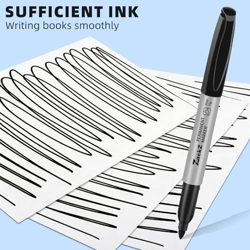 7-ack Fine Point Permanent Markers Bulk Black, 18 Count, Fine Tip, Waterproof & Fade-Resistant Ink, No Smudge, Quick Drying, Writing on Paper, Plastic, Metal, Glass for Home, Office, School