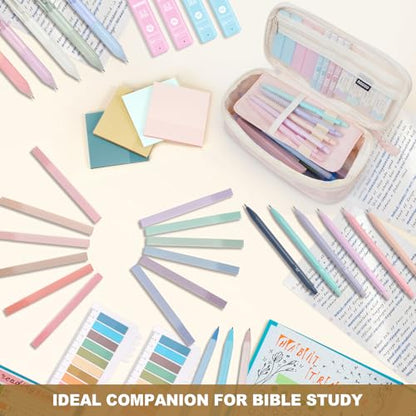 58 PCS Aesthetic School Supplies with Cute Pencil Case,12 Pastel Highlighters, 5 Gel Pens Black Ink，9 Mechanical Pencils for，Student Stationary，CollegeEssentials Gifts (pink) - color: Pink