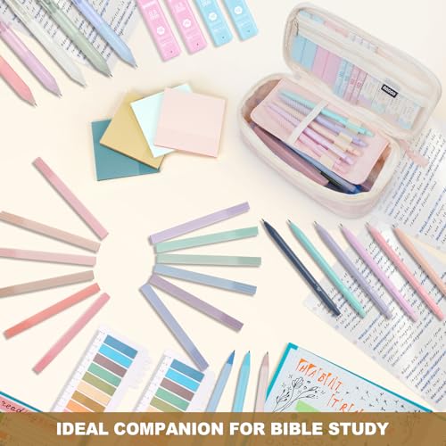 58 PCS Aesthetic School Supplies with Cute Pencil Case,12 Pastel Highlighters, 5 Gel Pens Black Ink，9 Mechanical Pencils for，Student Stationary，CollegeEssentials Gifts (Purple) - color: Purple