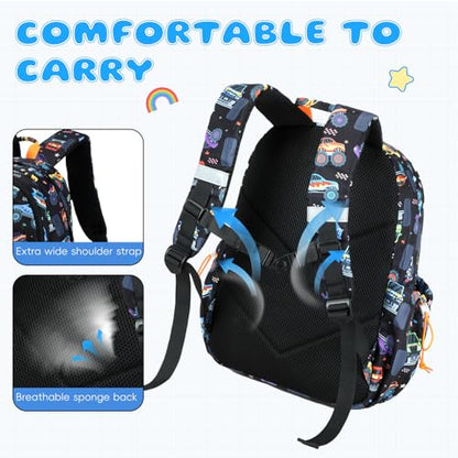 CAMTOP Backpack for Kids, Boys Girls Preschool Backpacks with Lunch Box Toddler Kindergarten School Bookbag Set - color: Rainbow Strip Black