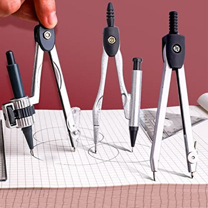 Drawing Compass Drafting Tools 8 Pieces of Mathematical Geometry Drawing Tools Metal Drawing Tools for Engineers and Students Supplies Compass and Protractor Set Math Ruler Kit(A) - size: A