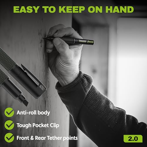 Tracer 2.0 Pack of 12 Chisel Tip Permanent Markers Black - Bulk Wide Tip Black Markers for Adults Carpentry and Construction Markers - Thick Wide Chisel Tip Marker Pens - 100 Hour Cap Off Time - size: 1 Count (Pack of 12)