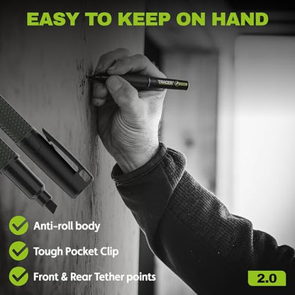 Tracer 2.0 Pack of 36 Chisel Tip Permanent Markers Black - Bulk Wide Tip Black Markers for Adults Carpentry and Construction Markers - Thick Wide Chisel Tip Marker Pens - 100 Hour Cap Off Time - size: 1 Count (Pack of 36)