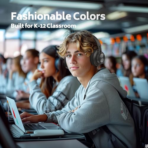 AILIHEN 10-Pack Kids Headphones with Microphone for Classroom, Black | K-12 School Students Use, Online Learning & Library, 3.5mm Jack, Durable, Foldable, Comfortable, Chromebook & Computer - color: Black