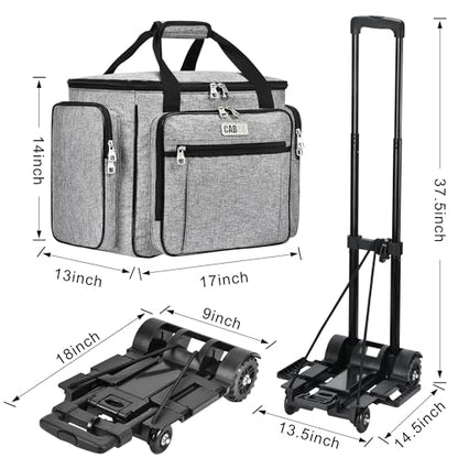 CAB55 Rolling Craft Bag, Tote Bag with Wheels for Women, Rolling Teacher Bag with Removable Folding Hand Truck (Grey) - color: Grey