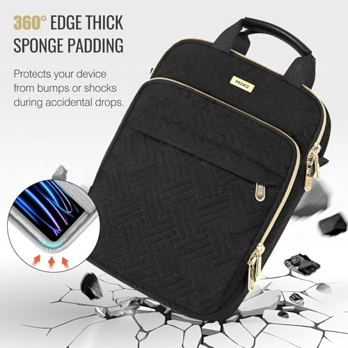 MoKo 13 Inch Puffer Tablet Sleeve Bag for New 13" iPad Air M4 2026 / Pro M5, iPad Pro 12.9" M2&M1, Galaxy Tab S8/S9 Plus 12.4", 360° Edge Protection Puffy Bag with Handle & Shoulder Strap, Black - color: Black, size: 12.9 Inch