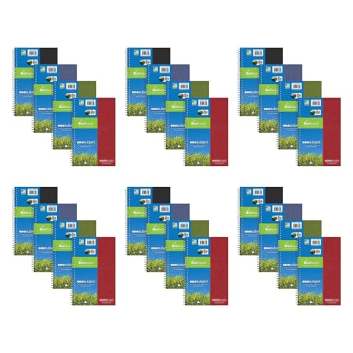 Roaring Spring Environotes Biobased Notebook, USDA Biopreferred, 9.5" x 6", 70 Sheets, Heavyweight 20 lb. recycled paper, College Ruled, Assorted Colors (Case of 24) - size: 9.5" x 6", style: 1 Case