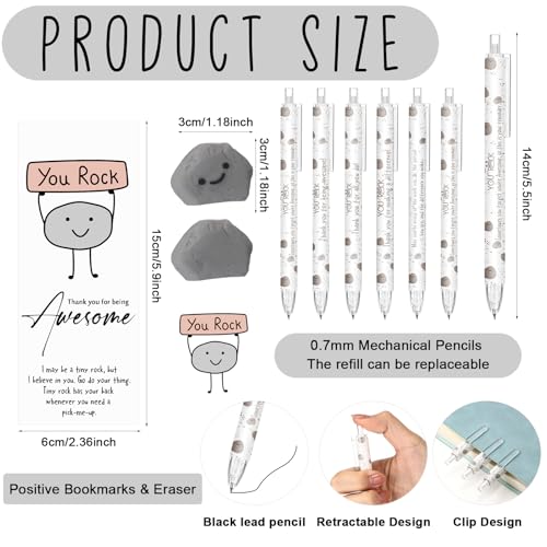 AmazingSpark 60 Sets Back to School Pencils Inspirational You Rock Pencil Gifts Bulk 6 Styles 0.7 mm Mechanical Pencils with Erasers Positive Cards for for School Student Teacher Nurse Staff - style: Rock