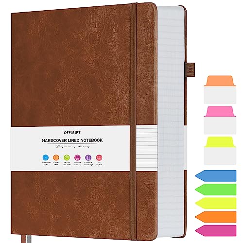 College Ruled Notebook 8.5" x 11", 312 Numbered Pages Lined Leather Journal | Extra-Thick with 2X Writing Space, 100gsm No Bleed Paper, Hardcover, Lay-Flat, for Work, School, Meeting Notes & Journaling - color: Brown, size: A4