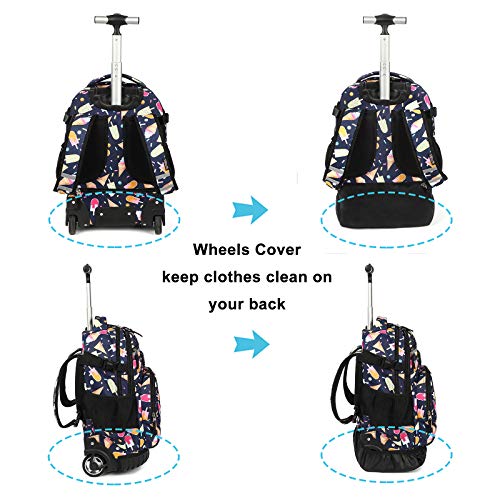Tilami Rolling Backpack Armor Luggage School Travel Book Laptop 18 Inch Multifunction Wheeled Backpack Students - color: Summer Black