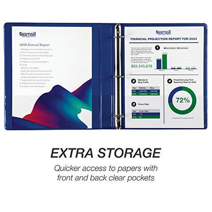 Samsill Durable 1 Inch Binder, Round Ring Customizable Clear View Binder, Blue, 8 Pack (MP88432) - color: Blue, size: 1-Inch