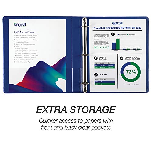 Samsill 4 Pack Durable 1 Inch 3 Ring Binders, Round Ring, Clear View Cover for Presentations, Blue - color: Blue, size: 1-Inch