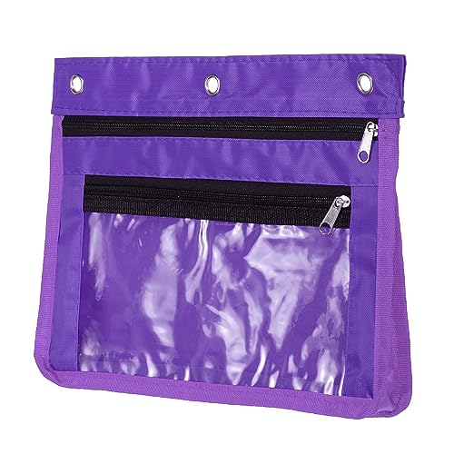 PATIKIL Expandable Pencil Pouch for 3 Rings Binder, 1 Pack Oxford Cloth Large Capacity Zipper Binder Pouch Pencil Case for Office Home, Purple - color: Purple