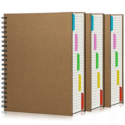 EUSOAR Spiral Notebook 5 Subject, 3pcs B5 7.3"x10.2" College Ruled Writing Pad, Thick Hardcover, 100GSM 120Sheets/ 240Pages of Lined Paper, for Journals, Students, Office and Business, Kraft - color: Kraft, size: B5-3Pack