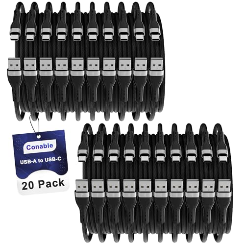 USB C Cable (0.6FT, 20-Pack), USB A to USB Cord Fast Charging Compatible with iPhone 17, iPhone Air, iPhone 17 Pro, iPhone 17 Pro Max, iPhone 16/15 Series, Galaxy S24, LG and Car Play and More - size: 0.6FT, style: 20-Pack