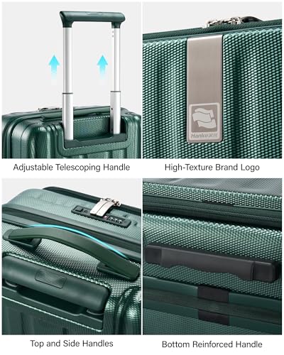 Hanke 24 Inch Expandable Luggage Top Opening Checked Bag Luggage Hard Shell Suitcases with Wheels Lightweight Travel Luggage Medium Suitcase with Lock for Woman Men-Blackish Green - color: Blackish Green, size: 24 Inch Expandable