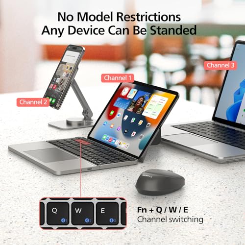 Mircopack Foldable Bluetooth Keyboard with Touchpad and Stand for iPad/iPhone/MacBook,3-Device Ultra Slim PU Leather Magnetic Cover Portable Rechargeable Keyboard for macOS and iOS-Red - color: Red