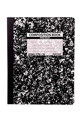 Mintra Office Composition Books - Sturdy Flexible Cover (4 Pack, Black Marble Comp - Wide Ruled) - color: Black Marble Comp - Wide Ruled, size: 4 Pack