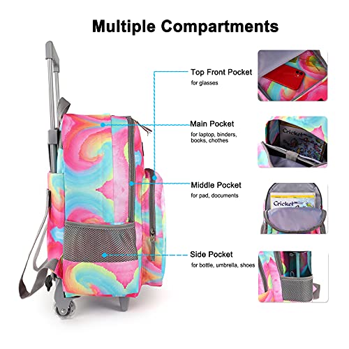 Tilami Rolling Backpack 18 inch Double Handle Wheeled Laptop Boys Girls Travel School Children Luggage Toddler Trip (Starlight) - color: Starlight Black