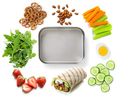 Bits Kits Stainless Steel Bento Box Lunch and Snack Container for Kids and Adults, 1 Compartment, 3 Cup Capacity, Color-Silver | For Kids & Adults | Easily Fits In Lunchboxes | Durable Stainless Steel | Dishwasher Safe | 3 Cup Capacity | On The Go - style