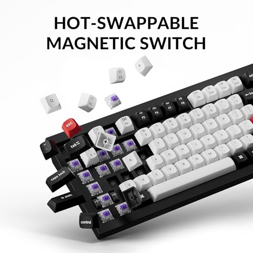 Keychron Q1 HE Wireless Custom Magnetic Keyboard, QMK Launcher | Rapid Trigger 2.4 GHz & Bluetooth 5.2 with Gateron Double-Rail Magnetic Switch for Mac Windows Linux (Hot-swappable) - color: Black