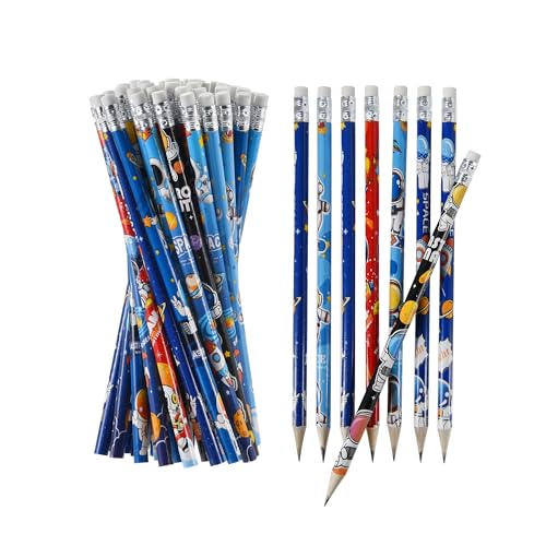 72PCS Wooden cased Pencils for Kids with Erasers, Wood Pencils for School,Drawing,Gift (72PCS) (Outerspace, 72) - style: Outerspace