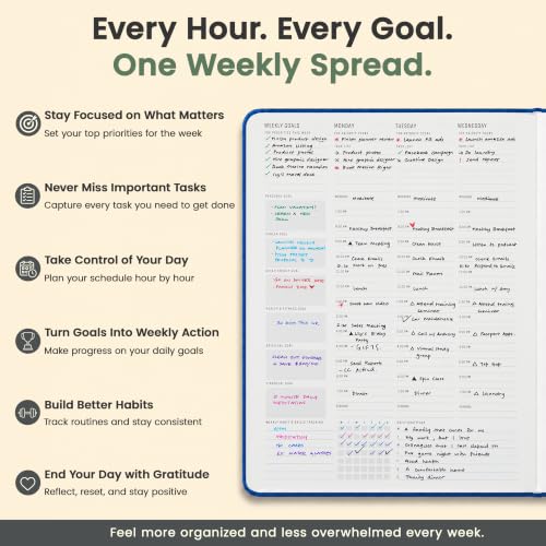 Hourly Planner & Appointment Book (8.5” x 11”) - Premium Hourly Planner with Daily Schedule & 30-Minute Time Slots for Better Time Management by PRODUCTIVITY STORE (A4, Navy) - color: Navy Blue