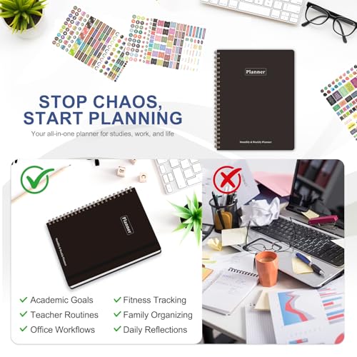 VALOME Planner 2026-2027, Weekly and Monthly Planner, JUL 2026 - JUN 2027 | Letter Size(8.5" x 11"), Hardcover, Agenda Book, Sprial Bound, Inner Pocket, Office and School Use - color: Black, size: 8.5"x11"(Jul 2026-Jun 2027)