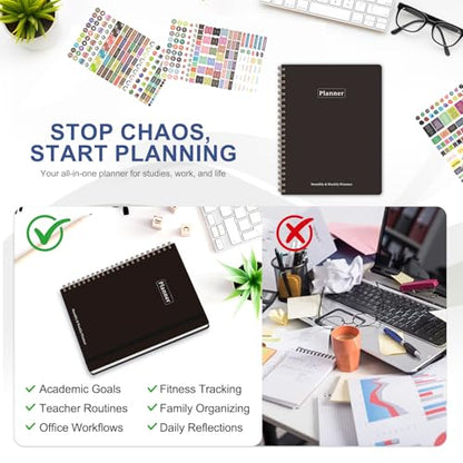 VALOME Planner 2026-2027, Weekly and Monthly Planner, JUL 2026 - JUN 2027 | Letter Size(8.5" x 11"), Hardcover, Agenda Book, Sprial Bound, Inner Pocket, Office and School Use - color: Black, size: 8.5"x11"(Jul 2026-Jun 2027)