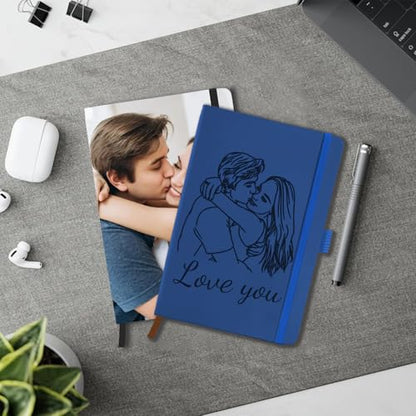 STREADVE Personalized Journal Notebook Custom Journaling Notebook for Women Men Customized College Ruled Notebooks Leather Lined Journals Gift for Work School Business Church - color: Icon-Engraved