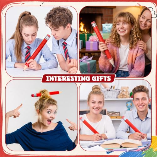 Tinlade 6 Pcs Wooden Jumbo Pencils for Prop, Funny Huge Red Giant Pencil 14 Inch for Home and School Supplies, Kids, Preschoolers - color: Red