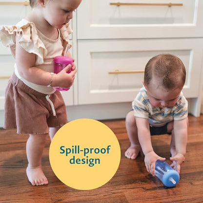 The First Years Squeeze & Sip Toddler Straw Cups - Squeezable Transition Sippy Cup with Silicone Straw - Toddler Feeding Supplies - Yellow/Pink/Orange - 7 Oz - 3 Count - Ages 6 Months and Up - color: Yellow/Pink/Orange