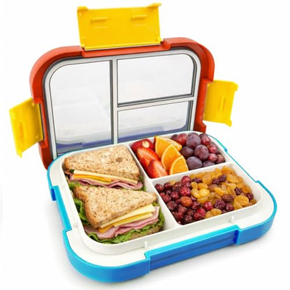 EASYFUN Bento Box Adult, Lunch Box, 3-Compartment Lunch Containers, Drop-Proof, Dishwasher Safe & Made with BPA-Free Materials (Red blue) - color: Red blue