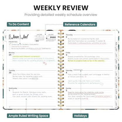Planner 2026-2027, Academic Planner Weekly and Monthly, Jul 2026 - Jun 2027, Spiral Bound School Planning Tool with Tabs and Pocket, Perfect for Students & Teacher, 6.3" x 8.5", Mushrooms Grove - color: C-Mushrooms Grove, size: 6.3"x8.5" (A5)