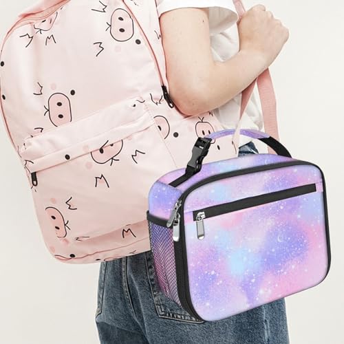 Kids Lunch Box for Boys Girls Lunch Bag Insulated Durable Lunchbox Children Lunch Tote Bag for School Pink Starry Sky - color: Pink Starry Sky