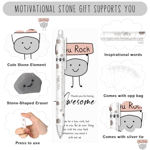 AmazingSpark 30 Sets Back to School Pencils Inspirational You Rock Pencil Gifts Bulk 6 Styles 0.7 mm Mechanical Pencils with Erasers Positive Cards for for School Student Teacher Nurse Staff - style: Rock