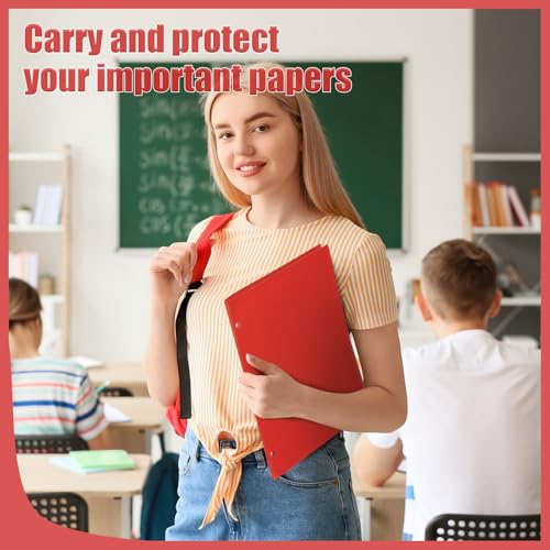 Yeaqee 72 Pcs Plastic Folders with Pockets Bulk 3 Hole Punched 2 Pocket File Folders for 3 Ring Binder Divider Folder for Notebooks, Durable Poly for Office Home (Red) - color: Red