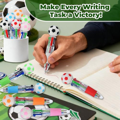 Soccer Party Favors Soccer Pens Mini Multicolor Pen in One Cute Fun 4-in-1 Pens Bulk Cool Ballpoint Pens for Birthday Gifts Teacher Supplies (Soccer, 24) - style: Soccer