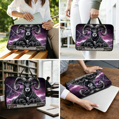 13 13.3 14 inch Laptop Sleeve with Handle, Black Ram Water‑Resistant Laptop Carrying Case for MacBook Air 13-inch/MacBook Pro 13/14 inch/Dell/HP/Lenovo - color: Black Ram, size: 13-14 inch Devices