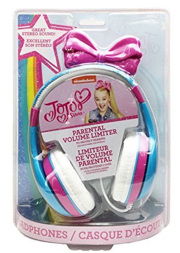 eKids JoJo Siwa Headphones for Kids, Volume Limited Wired Headphones with Parental Controls, Comfortable Over-Ear Headphones for School, Home, Travel, Multicolor, Model: JJ-140v8