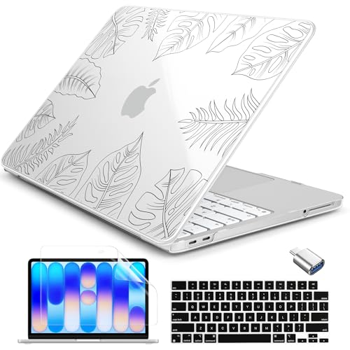 Batianda Case for MacBook Neo 13 Inch 2026 Model A3404, Tropical Line Art | 4-in-1 Laptop Accessories Bundle with Tropical Leaf Line Art, Ultra Slim Hard Shell for Minimal Style Users - color: Tropical Line Art