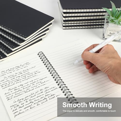 miikoul 100 Packs A5 Spiral Notebooks, Black Ruled Notebooks Bulk, 8.0"×5.6", 60 Sheets/120 Pages, Hardcover Lined Journal Notepad Travel Notebooks for Office and Back to School Supplies - color: Black, size: 100 Pack