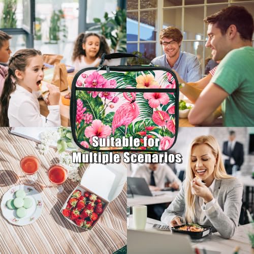 Flamingo Lunch Box Insulated Reusable Lunch Bag Tote Cooler for Women Men Boy Girl School Work Office Picnic - color: Flamingo